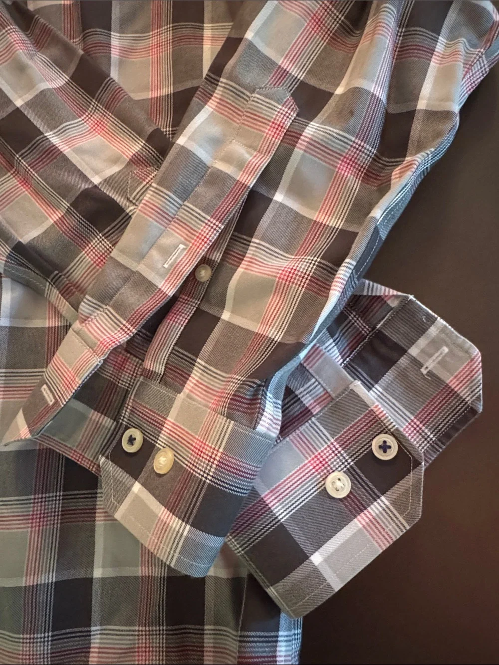 Banana Republic Men's Plaid Button-Down Shirt - Black, Gray & Pink